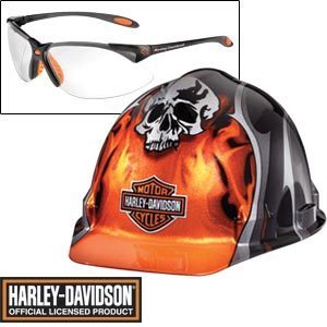  harley-davidsonÂ® orange skulls hard hat plus glasses