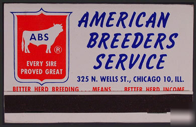 1960S american breeders svc match book--chicago il