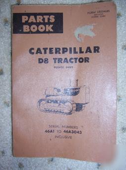 1968 caterpillar D8 power shift tractor parts book n