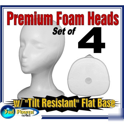 (4) premium foam form wig heads (styrofoam manniquin)