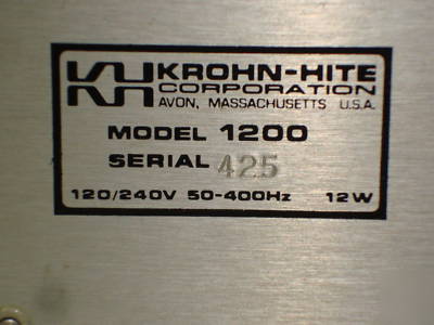 Krohn-hite 1200 sweep generator 50-400 hz very nice