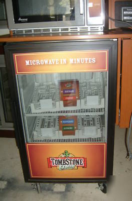 Tombstone pizza vending cart, microwave,freezer,trash+