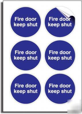 Fire door keep shut stickers 6OFF peel 'n' stick labels