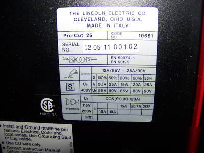 Lincoln plasma pro-cut 25 K1756-1 
