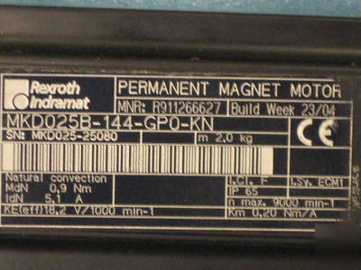 Rexroth indramat MKD025B-144-GP0-kn motor with cable