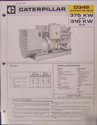 1974 caterpillar D346 diesel generator set brochure