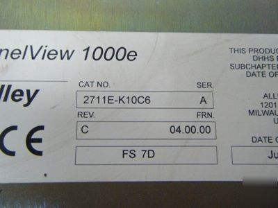 Allen-bradley panelview 1000E 2711E-K10C6/a interface