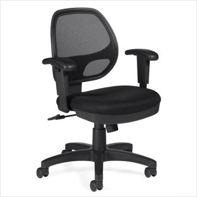 Commclad mesh back chair in black with arms