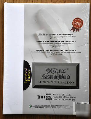 200 sheets of st. james resume bond linen paper