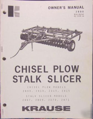 Krause 2800 series chisel plow owner's manual