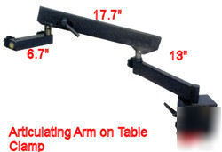 Microscope articulated arm on table clamp stand