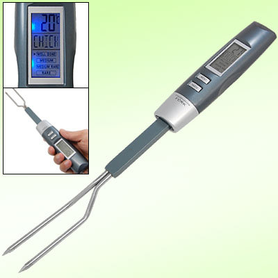 Electric digital bbq barbeque grill fork thermometer