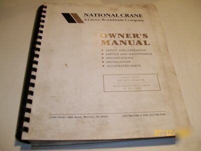 National grove crane 1800 series owners service manual