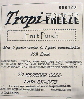 Fruit punch slush frozen drink mix 3 gallons