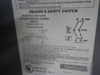 Square d safety switch, double throw, not fusible