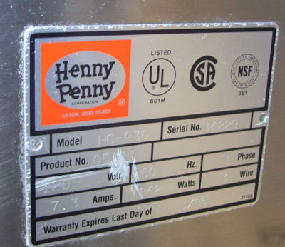 Two drawer heated holding humidity warming henny penny