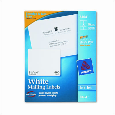 Ink jet mailing labels, 3-1/3 x 4, white, 600/box