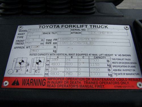 Toyota 3000 lb capacity forklift truck