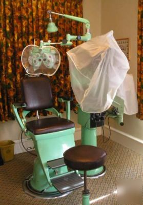 Vintage optometrist complete patient chair w/ phorotor