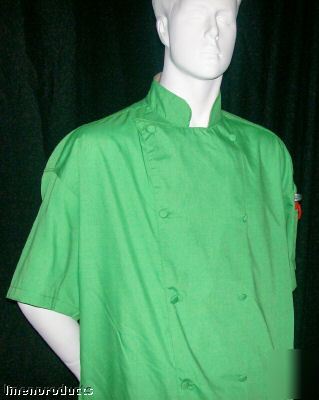 Coat chef jacket sm small melon green catering ss