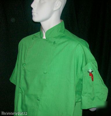 Coat chef jacket sm small melon green catering ss