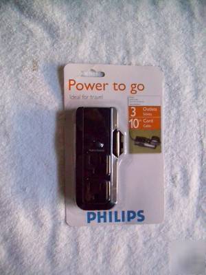 New power to go power strip 3 outlets ideal for travel 