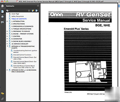 Onan nhe nhel parts owners service manual -42- manuals