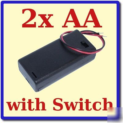 Aa battery holder enclosed box with switch for 2X aa