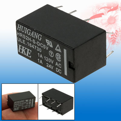 Black miniature pcb type power signal relay 1A 120V ac