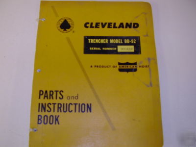Cleveland trencher model bd-92 parts & operators manual