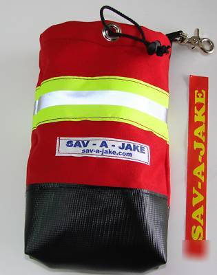 Firefighter 50' escape drop rope bag sav-a-jake red/yel