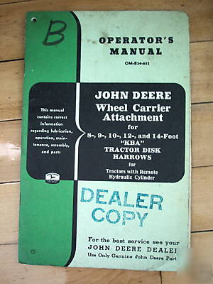 John deere operator's manual wheel carrier attachment