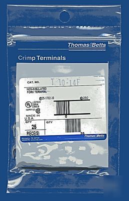 T&b T10-14F crimp fork terminals 12-10 awg 1/4