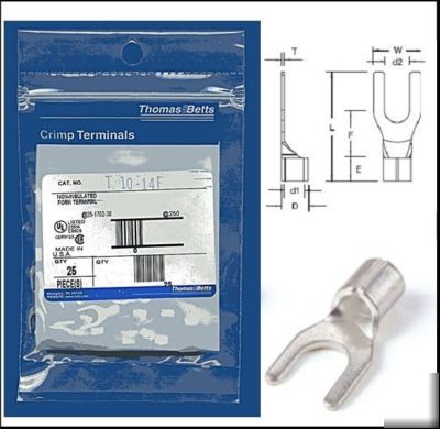 T&b T10-14F crimp fork terminals 12-10 awg 1/4