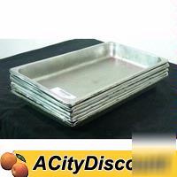 7 used full size stainless steam / prep table pans