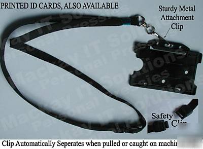 10 x black neck lanyard (metal clip)& 10 id badgeholder