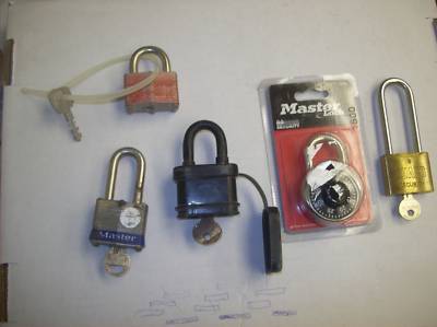 5 locks , 1 master combination lock, 4 padlocks 
