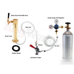 Brass single tap tower kegerator keg draft beer kit