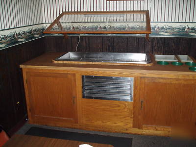 Salad bar with wood cabnet
