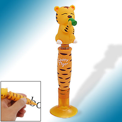 Happy tiger shape spring ballpoint pen w suction cover