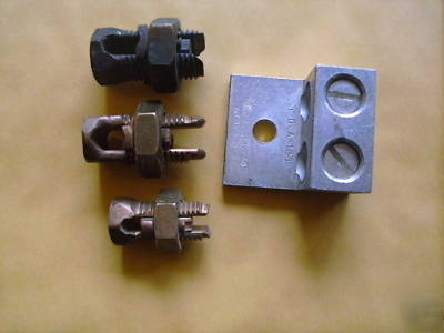 3 cu split bolt connectors & 1 14 2/0 al lug connector