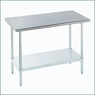 30X48 stainless steel work table w/galv. under shelf