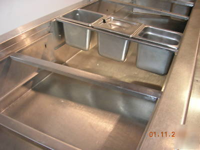 Delfield 8' 4 door refrigerated prep tables top access