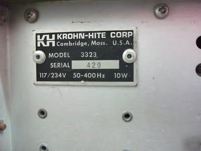 Krohn hite 3323 variable dual channel electronic filter