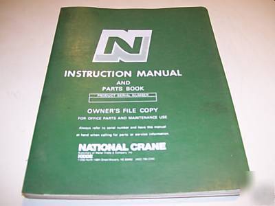 National grove crane series 6 owners instr parts manual