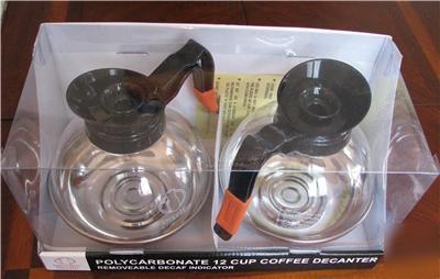 Two-12 cup coffee decanters/pots removable decaf sleeve