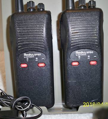 2 motorola radius SP50 vhf 5 watt radios P93YQT20A2AA