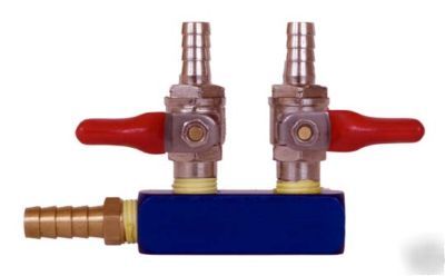 CO2 distributor air manifold 2 way, check valves 