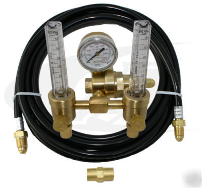 Premium dual flowmeter/regulator & hose - victor style