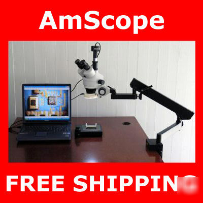 3.5X-90X articulating stereo zoom microscope + camera